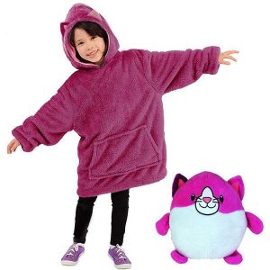 sweat plaid enfant chat rose